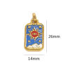 Image de 1 Pièce Pendentifs en 304 Acier Inoxydable Revêtement sous Vide PVD Respectueux de l'Environnement Tarot Rectangle Plaqué Or 18K Émail 3.1cm x 1.4cm