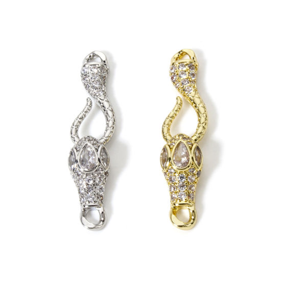 Picture of Brass Hook Clasps Multicolor Micro Pave Clear Cubic Zirconia 3.7cm x 0.9cm