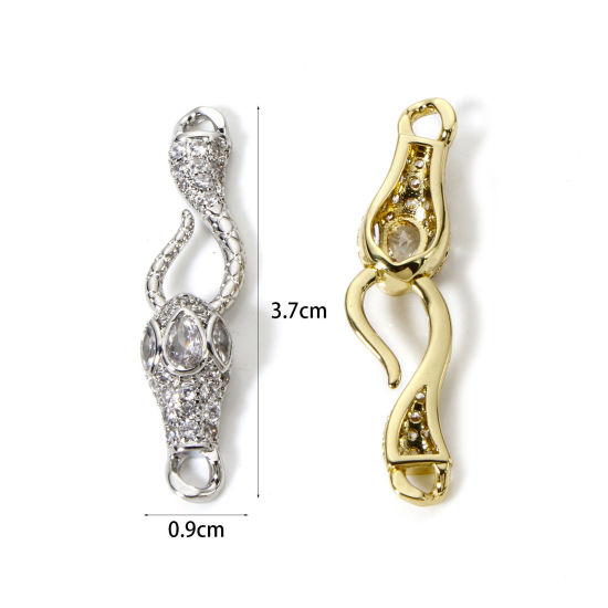 Picture of Brass Hook Clasps Multicolor Micro Pave Clear Cubic Zirconia 3.7cm x 0.9cm