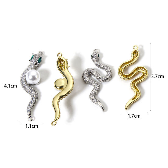 Immagine di 1 Pz Ottone Pendenti Charms Connettori Multicolore Serpente Micro Spianare Trasparente Cubic Zirconiae