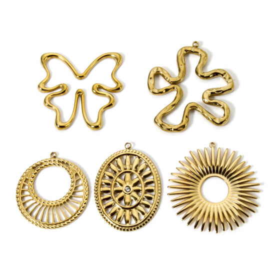 Picture of Eco-friendly PVD Vacuum Plating 304 Stainless Steel Charms 18K Real Gold Plated Hollow