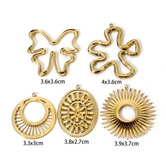 Picture of Eco-friendly PVD Vacuum Plating 304 Stainless Steel Charms 18K Real Gold Plated Hollow