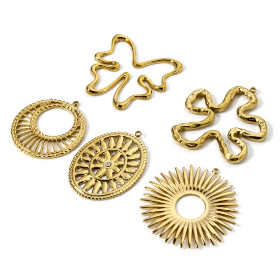 Picture of Eco-friendly PVD Vacuum Plating 304 Stainless Steel Charms 18K Real Gold Plated Hollow