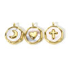 Picture of Natural Shell & Brass Charms 18K Gold Plated White Round Disc 15mm x 12mm