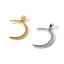 Picture of Eco-friendly Brass Charms Real Gold Plated Crescent Moon Micro Pave Clear Cubic Zirconia 26mm x 16mm