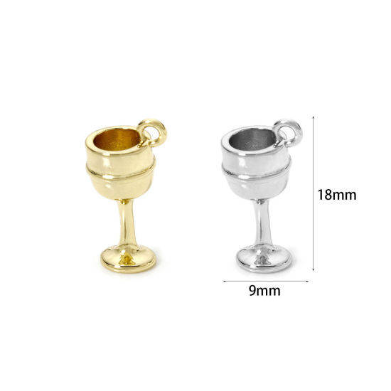 Picture of Brass 3D Charms Wine Glass 18mm x 9mm