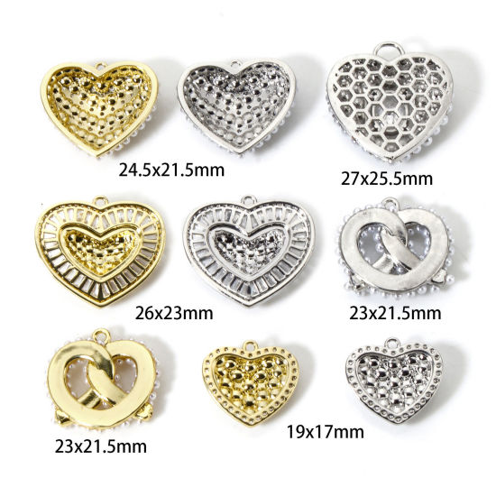 Picture of Brass Valentine's Day Charms Heart Acrylic Imitation Pearl