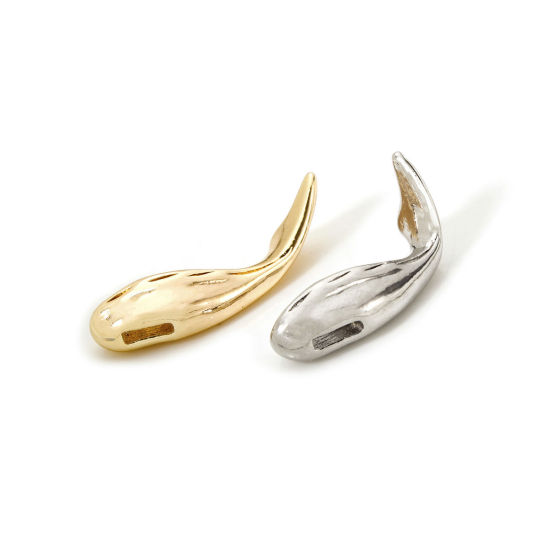 Picture of Eco-friendly Brass Ocean Jewelry Charms Real Gold Plated Whale Animal 3D 25mm x 11mm