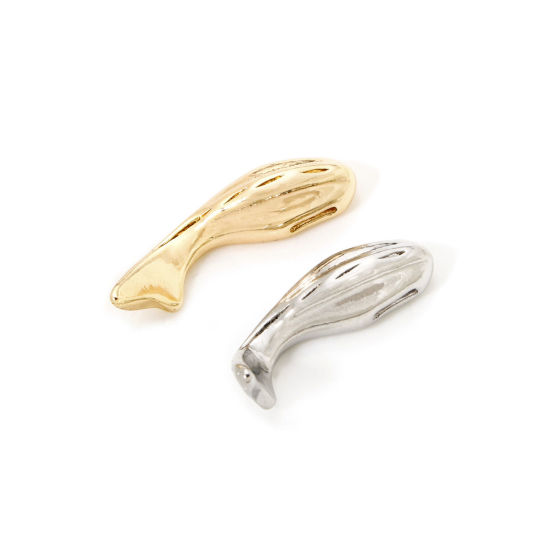 Picture of Eco-friendly Brass Ocean Jewelry Charms Real Gold Plated Whale Animal 3D 25mm x 11mm