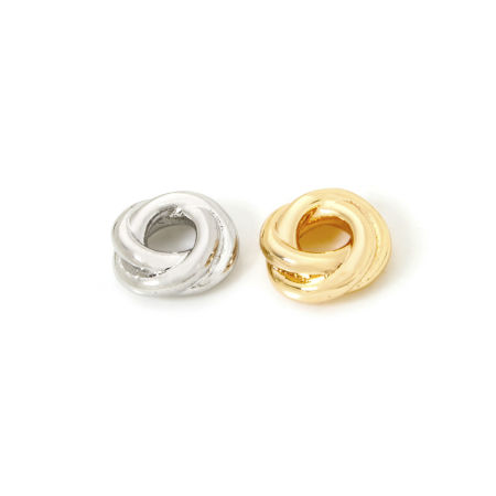 Eco-friendly Brass Spacer Beads For DIY Bracelet Jewelry Making Findings Real Gold Plated Knot 8mm Dia., Hole: Approx 2.8mm