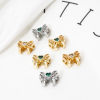 Picture of Eco-friendly Brass Clothes Beads For DIY Jewelry Making Real Gold Plated Butterfly Animal Hollow 11mm x 9mm, Hole: Approx 1.6mm