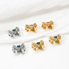Picture of Eco-friendly Brass Clothes Beads For DIY Jewelry Making Real Gold Plated Butterfly Animal Hollow 11mm x 9mm, Hole: Approx 1.6mm