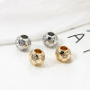 Picture of Eco-friendly Brass Sport Beads For DIY Jewelry Making Real Gold Plated Football Micro Pave Clear Cubic Zirconia 12mm Dia., Hole: Approx 5mm