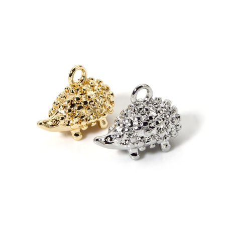 Picture of Eco-friendly Brass Pet Silhouette Charms Real Gold Plated Hedgehog 3D 18mm x 13.5mm