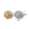 Picture of Eco-friendly Brass Spacer Beads For DIY Bracelet Jewelry Making Findings 3 Holes Real Gold Plated Flower Clear Cubic Zirconia 13mm x 12mm, Hole: Approx 1.4mm
