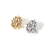 Picture of Eco-friendly Brass Spacer Beads For DIY Bracelet Jewelry Making Findings 3 Holes Real Gold Plated Flower Clear Cubic Zirconia 13mm x 12mm, Hole: Approx 1.4mm