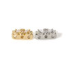 Picture of Eco-friendly Brass Spacer Beads For DIY Bracelet Jewelry Making Findings 3 Holes Real Gold Plated Flower Clear Cubic Zirconia 13mm x 12mm, Hole: Approx 1.4mm
