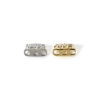 Picture of Eco-friendly Brass Spacer Beads For DIY Bracelet Jewelry Making Findings 3 Holes Real Gold Plated Flower Clear Cubic Zirconia 10mm x 8mm, Hole: Approx 1.5mm
