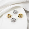 Picture of Eco-friendly Brass Spacer Beads For DIY Bracelet Jewelry Making Findings Real Gold Plated Drum Micro Pave Multicolour Cubic Zirconia 8mm x 4.5mm, Hole: Approx 1.4mm