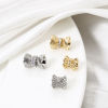 Picture of Eco-friendly Brass Beads For DIY Jewelry Making Real Gold Plated Hourglass Micro Pave Clear Cubic Zirconia