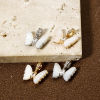 Picture of Eco-friendly Brass Insect Charms Real Gold Plated White Butterfly Animal Imitation Shell Clear Cubic Zirconia 17mm x 16mm