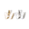 Picture of Eco-friendly Brass Insect Charms Real Gold Plated White Butterfly Animal Imitation Shell Clear Cubic Zirconia 17mm x 16mm