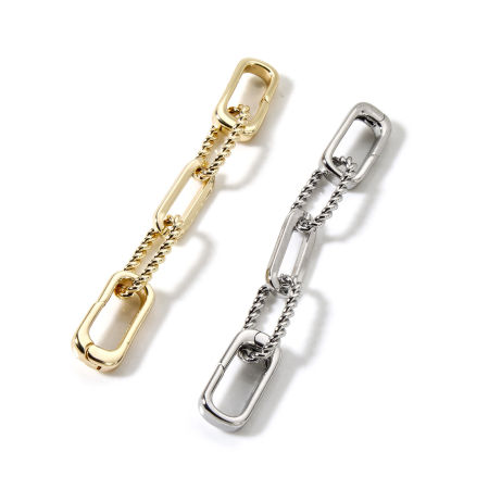 Picture of Eco-friendly Brass Connectors Clasp Oval Real Gold Plated 7cm x 0.8cm