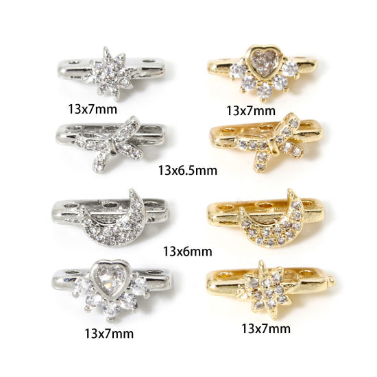 Picture of Eco-friendly Brass Spacer Beads For DIY Bracelet Jewelry Making Findings Real Gold Plated Micro Pave Clear Cubic Zirconia