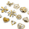 Picture of Eco-friendly PVD Vacuum Plating 304 Stainless Steel Charms 18K Real Gold Plated & Silver Tone Two Tone