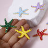 Picture of Zinc Based Alloy Ocean Jewelry Pendants Gold Plated Multicolor Star Fish Dot Double-sided Enamelled Sequins 3.7cm x 3.5cm