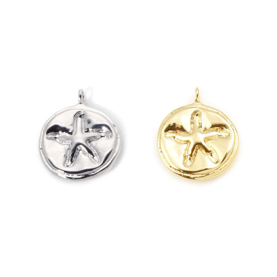 Picture of Eco-friendly Brass Ocean Jewelry Charms Real Gold Plated Irregular Star Fish Double Sided