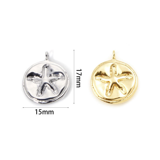 Picture of Eco-friendly Brass Ocean Jewelry Charms Real Gold Plated Irregular Star Fish Double Sided