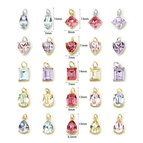 Picture of Eco-friendly Brass & Glass Geometric Charms Real Platinum Plated Multicolor