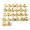Picture of Eco-friendly Brass Beads For DIY Jewelry Making 18K Real Gold Plated Cube Capital Alphabet Initial Letter Micro Pave Clear Cubic Zirconia 9mm x 9mm, Hole: Approx 3.8mm