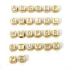 Picture of Eco-friendly Brass Beads For DIY Jewelry Making 18K Real Gold Plated Cube Capital Alphabet Initial Letter Micro Pave Clear Cubic Zirconia 9mm x 9mm, Hole: Approx 3.8mm