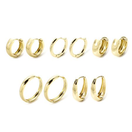 Eco-friendly Stylish Simple 18K Real Gold Plated Brass Round Hoop Earrings For Women Valentine's Day