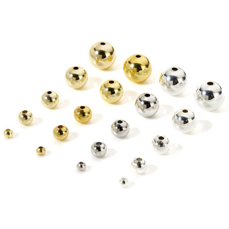 Eco-friendly Brass Beads For DIY Jewelry Making Real Gold Plated Round
