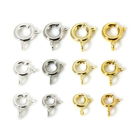 Eco-friendly Brass Bolt Spring Ring Clasps Round Real Gold Plated