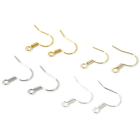 Eco-friendly Brass Ear Wire Hooks Earrings For DIY Jewelry Making Accessories Real Gold Plated Hook With Loop 18mm x 17mm, Post/ Wire Size: (22 gauge)