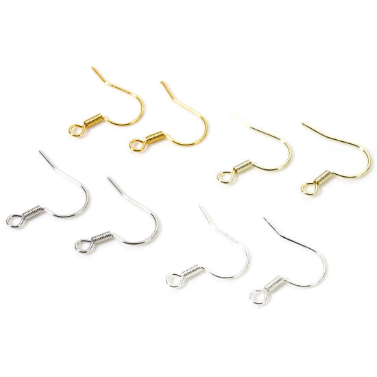 Bild von Umweltfreundlich Messing Ohrhaken-Ohrringe für DIY-Schmuckherstellungszubehör Echtgold plattiert Fischhaken Mit Öse 18mm x 17mm, Drahtst?rke: (22 gauge)