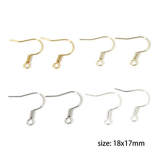 Bild von Umweltfreundlich Messing Ohrhaken-Ohrringe für DIY-Schmuckherstellungszubehör Echtgold plattiert Fischhaken Mit Öse 18mm x 17mm, Drahtst?rke: (22 gauge)