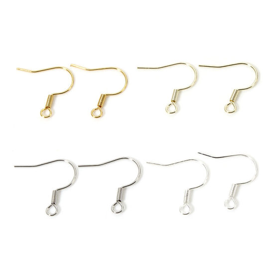 Bild von Umweltfreundlich Messing Ohrhaken-Ohrringe für DIY-Schmuckherstellungszubehör Echtgold plattiert Fischhaken Mit Öse 18mm x 17mm, Drahtst?rke: (22 gauge)