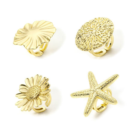 Eco-friendly Stylish 18K Real Gold Plated Brass Open Rings For Women Valentine's Day