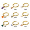 Изображение 1 ШТ Экологичный Ретро Простой 18K настоящее золото с покрытием Полудрагоценный Камень & латунь Открытый Чип-бисер Кольца Для женщин 17.3мм(Американский Размер 7)