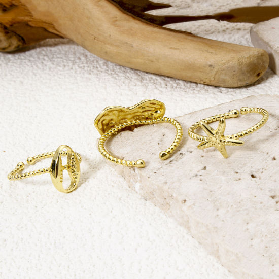 Bild von Umweltfreundlich Stilvoll 18K Echtgold plattiert Messing Offen Ring Für Frauen Valentinstag 16.9mm（US Größe:6.5)