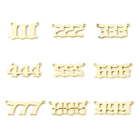 Eco-friendly Brass Connectors Charms Pendants 18K Real Gold Plated Angel Number