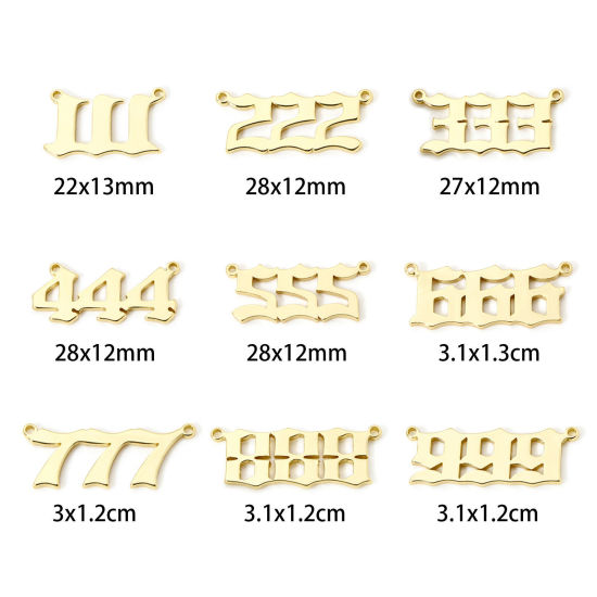 Picture of Eco-friendly Brass Connectors Charms Pendants 18K Real Gold Plated Angel Number