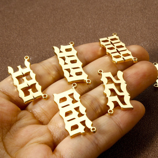 Picture of Eco-friendly Brass Connectors Charms Pendants 18K Real Gold Plated Angel Number