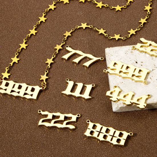 Picture of Eco-friendly Brass Connectors Charms Pendants 18K Real Gold Plated Angel Number