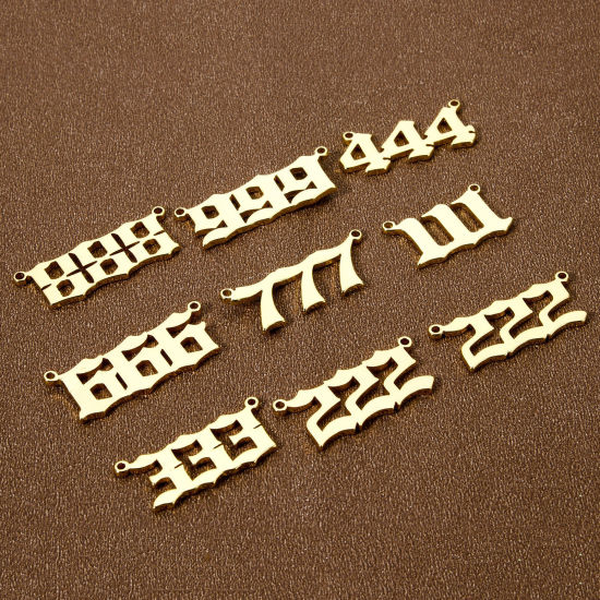 Picture of Eco-friendly Brass Connectors Charms Pendants 18K Real Gold Plated Angel Number